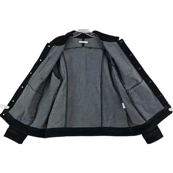 Luxe Moda ~Woman Size XL~ Black Denim Beaded Jacket Cotton Blend. - Picture 5 of 9